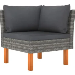vidaXL - Hoekbank - Grijs - Poly rattan en massief eucalyptushout