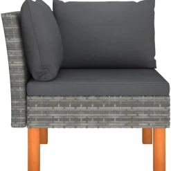 vidaXL - Hoekbank - Grijs - Poly rattan en massief eucalyptushout