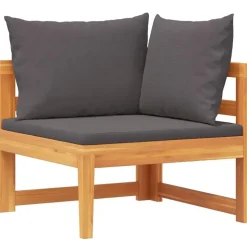 vidaXL - Hoekbank - Grijs - Acaciahout - Met kussens