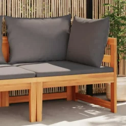 vidaXL - Hoekbank - Grijs - Acaciahout - Met kussens