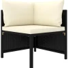 vidaXL - Hoekbank sectioneel - Zwart - Poly rattan - Met kussens