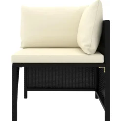 vidaXL - Hoekbank sectioneel - Zwart - Poly rattan - Met kussens