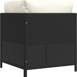 vidaXL - Hoekbank sectioneel - Zwart - Poly rattan - Met kussens