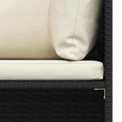 vidaXL - Hoekbank sectioneel - Zwart - Poly rattan - Met kussens