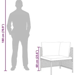 vidaXL - Hoekbank sectioneel - Zwart - Poly rattan - Met kussens