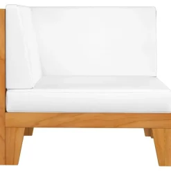 vidaXL - Hoekbank sectioneel - Wit - Acaciahout - Met kussens