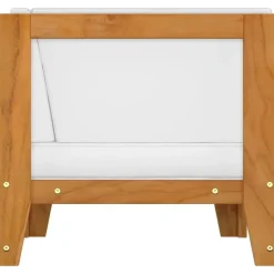 vidaXL - Hoekbank sectioneel - Wit - Acaciahout - Met kussens