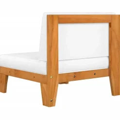 vidaXL - Hoekbank sectioneel - Wit - Acaciahout - Met kussens