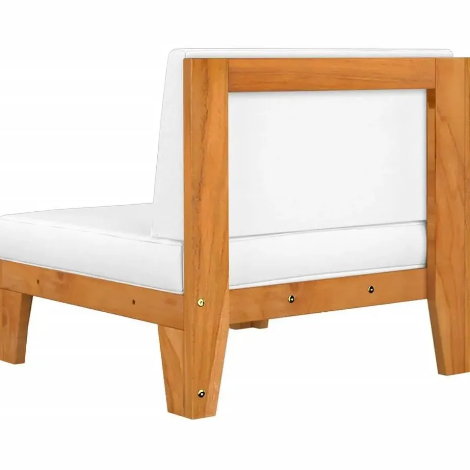 vidaXL - Hoekbank sectioneel - Wit - Acaciahout - Met kussens