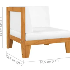 vidaXL - Hoekbank sectioneel - Wit - Acaciahout - Met kussens