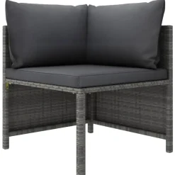 vidaXL - Hoekbank sectioneel - Grijs - Poly rattan - Met kussens