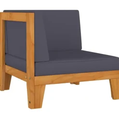 vidaXL - Hoekbank sectioneel - Grijs - Acaciahout - Met kussens