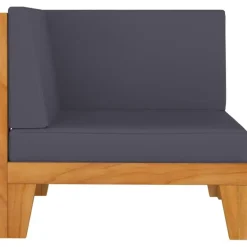 vidaXL - Hoekbank sectioneel - Grijs - Acaciahout - Met kussens