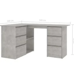 vidaXL - Hoekbureau - Grijs - Bewerkt hout