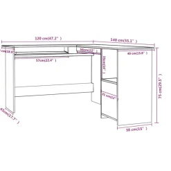 vidaXL - Hoekbureau - Wit - Bewerkt hout