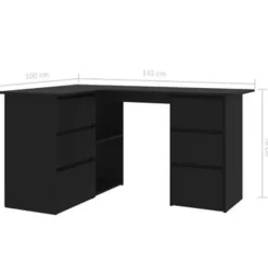 vidaXL - Hoekbureau - Zwart - Bewerkt hout