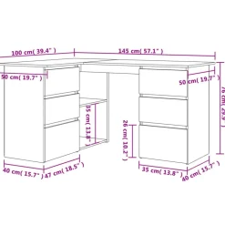 vidaXL - Hoekbureau - Zwart - Bewerkt hout