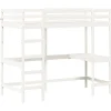 vidaXL - Hoogslaper met bureau - Wit - Massief grenenhout - 90x190 cm
