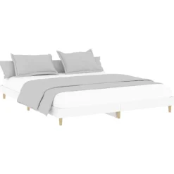 vidaXL - Hout bed frame met lattenbodem - Wit - 140x200 cm
