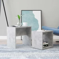 vidaXL - In Elkaar Passend Tafeltje - Grijs - Bewerkt hout