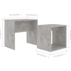 vidaXL - In Elkaar Passend Tafeltje - Grijs - Bewerkt hout