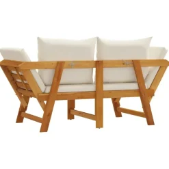 vidaXL - 2-in-1 Loungebank met crème kussens - Massief acaciahout - 205x74x66 cm
