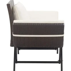 vidaXL - 2-in-1 Tuinbankje met kussens - Bruin - Poly rattan - 176x70x80 cm