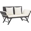 vidaXL - 2-in-1 Tuinbankje met kussens - Zwart - Poly rattan - 176x70x80 cm
