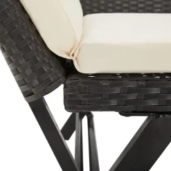 vidaXL - 2-in-1 Tuinbankje met kussens - Zwart - Poly rattan - 176x70x80 cm