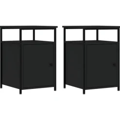 vidaXL - Industrieel Nachtkastjes met deur - Zwart - 40x42x60 cm - Set van 2