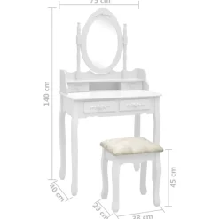 vidaXL - Kaptafel - Wit - Hout