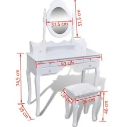 vidaXL - Kaptafel - Wit - Hout
