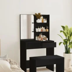 vidaXL - Kaptafel - Zwart - Bewerkt hout