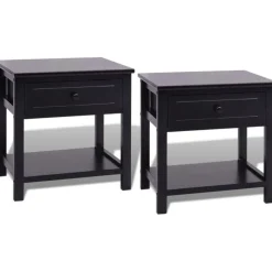 vidaXL - Kast - Zwart - Paulowniahout - 2 stuks