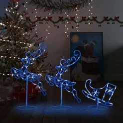 vidaXL - Kerst Rendier En Slee - Blauw