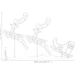 vidaXL - Kerst Rendier En Slee - Cold white
