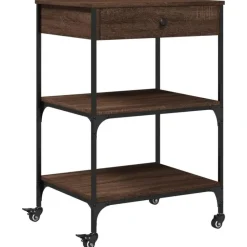vidaXL - Keukentrolley - Bruin - Bewerkt hout