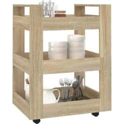 vidaXL - Keukentrolley - Bruin - Bewerkt hout