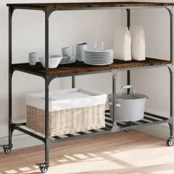 vidaXL - Keukentrolley - Bruin - Bewerkt hout