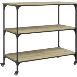 vidaXL - Keukentrolley - Bruin - Bewerkt hout