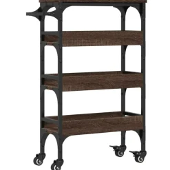 vidaXL - Keukentrolley - Bruin - Bewerkt hout