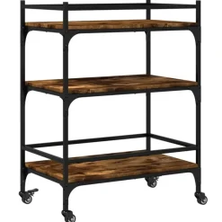 vidaXL - Keukentrolley - Bruin - Bewerkt hout