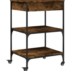 vidaXL - Keukentrolley - Bruin - Bewerkt hout