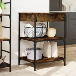 vidaXL - Keukentrolley - Bruin - Bewerkt hout