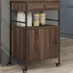 vidaXL - Keukentrolley - Bruin - Bewerkt hout