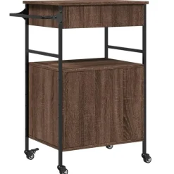 vidaXL - Keukentrolley - Bruin - Bewerkt hout