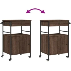 vidaXL - Keukentrolley - Bruin - Bewerkt hout