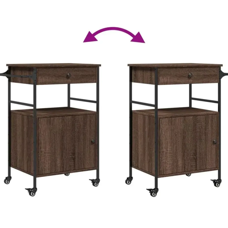 vidaXL - Keukentrolley - Bruin - Bewerkt hout