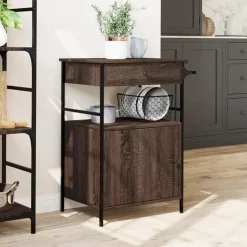 vidaXL - Keukentrolley - Bruin - Bewerkt hout