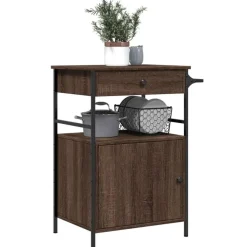 vidaXL - Keukentrolley - Bruin - Bewerkt hout